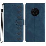 For Honor 50 Lite Seven Butterflies Embossed Leather Phone Case(Blue)