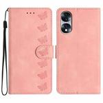 For Honor 70 Seven Butterflies Embossed Leather Phone Case(Pink)