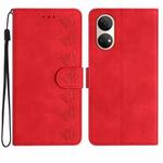 For Honor Play 30 Plus Seven Butterflies Embossed Leather Phone Case(Red)