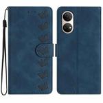 For Honor Play 30 Plus Seven Butterflies Embossed Leather Phone Case(Blue)