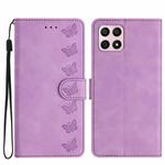 For Honor X8 / X30i Seven Butterflies Embossed Leather Phone Case(Purple)