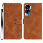 For Honor 90 Lite Seven Butterflies Embossed Leather Phone Case(Brown)