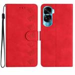 For Honor 90 Lite Seven Butterflies Embossed Leather Phone Case(Red)