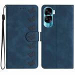 For Honor 90 Lite Seven Butterflies Embossed Leather Phone Case(Blue)
