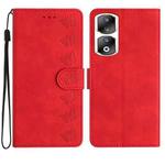 For Honor 90 Pro Seven Butterflies Embossed Leather Phone Case(Red)