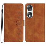 For Honor 90 Seven Butterflies Embossed Leather Phone Case(Brown)