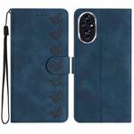 For Honor 200 Seven Butterflies Embossed Leather Phone Case(Blue)