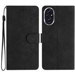 For Honor 200 Pro Seven Butterflies Embossed Leather Phone Case(Black)