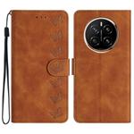 For Honor Magic7 Pro Seven Butterflies Embossed Leather Phone Case(Brown)