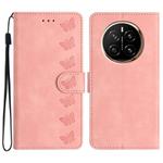 For Honor Magic7 Seven Butterflies Embossed Leather Phone Case(Pink)
