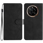 For Honor Magic7 Seven Butterflies Embossed Leather Phone Case(Black)