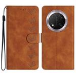 For Honor X9C Seven Butterflies Embossed Leather Phone Case(Brown)