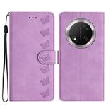For Honor X9C Seven Butterflies Embossed Leather Phone Case(Purple)