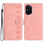 For Honor 400 Global 156.5mm Seven Butterflies Embossed Leather Phone Case(Pink)