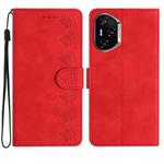 For Honor 400 Global 156.5mm Seven Butterflies Embossed Leather Phone Case(Red)