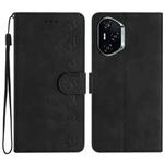 For Honor 400 Global 156.5mm Seven Butterflies Embossed Leather Phone Case(Black)