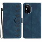 For Honor 400 Global 156.5mm Seven Butterflies Embossed Leather Phone Case(Blue)