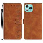 For Honor 400 Lite Global Seven Butterflies Embossed Leather Phone Case(Brown)