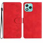 For Honor 400 Lite Global Seven Butterflies Embossed Leather Phone Case(Red)