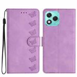 For Honor 400 Lite Global Seven Butterflies Embossed Leather Phone Case(Purple)