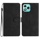 For Honor 400 Lite Global Seven Butterflies Embossed Leather Phone Case(Black)