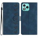 For Honor 400 Lite Global Seven Butterflies Embossed Leather Phone Case(Blue)