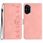 For Honor 400 Pro Global 160.8mm Seven Butterflies Embossed Leather Phone Case(Pink)
