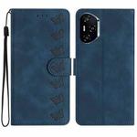 For Honor 400 Pro Global 160.8mm Seven Butterflies Embossed Leather Phone Case(Blue)