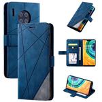 For Huawei Mate 30 Pro Skin Feel Splicing Horizontal Flip Leather Case with Holder & Card Slots & Wallet & Photo Frame(Blue)