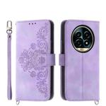 For Realme 13 Pro / 13 Pro+ Global Skin-feel Flowers Embossed Wallet Leather Phone Case(Purple)