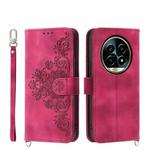 For Realme 13 Pro / 13 Pro+ Global Skin-feel Flowers Embossed Wallet Leather Phone Case(Wine Red)