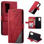 For Huawei P40 Skin Feel Splicing Horizontal Flip Leather Case with Holder & Card Slots & Wallet & Photo Frame(Red)