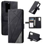 For Huawei P40 Skin Feel Splicing Horizontal Flip Leather Case with Holder & Card Slots & Wallet & Photo Frame(Black)