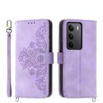 For Realme C75 / Realme 14x Skin-feel Flowers Embossed Wallet Leather Phone Case(Purple)