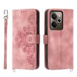 For Realme 14 / Realme P3 5G Skin-feel Flowers Embossed Wallet Leather Phone Case(Pink)