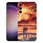 For Samsung Galaxy S23 5G Precise Hole Oil Painting Pattern PC Phone Case(Sunset)