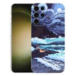 For Samsung Galaxy S23 Ultra 5G Precise Hole Oil Painting Pattern PC Phone Case(Sea Wave)