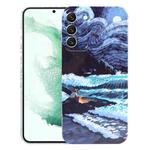 For Samsung Galaxy S22+ 5G Precise Hole Oil Painting Pattern PC Phone Case(Sea Wave)