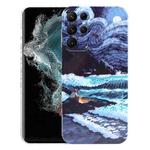 For Samsung Galaxy S22 Ultra 5G Precise Hole Oil Painting Pattern PC Phone Case(Sea Wave)
