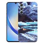 For Samsung Galaxy A34 5G Precise Hole Oil Painting Pattern PC Phone Case(Sea Wave)
