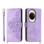 For Huawei nova 14 Ultra Skin Feel Flowers Embossed Wallet Leather Phone Case(Purple)
