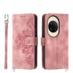 For Huawei nova 14 Ultra Skin Feel Flowers Embossed Wallet Leather Phone Case(Pink)
