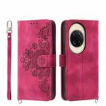 For Huawei nova 14 Ultra Skin Feel Flowers Embossed Wallet Leather Phone Case(Wine Red)