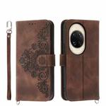 For Huawei nova 14 Ultra Skin Feel Flowers Embossed Wallet Leather Phone Case(Brown)