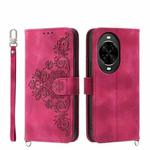 For Huawei nova 14 Pro Skin Feel Flowers Embossed Wallet Leather Phone Case(Wine Red)