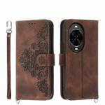 For Huawei nova 14 Pro Skin Feel Flowers Embossed Wallet Leather Phone Case(Brown)