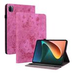 For Xiaomi Pad 5 / Pad 5 Pro Butterfly Rose Embossed Leather Smart Tablet Case(Rose Red)