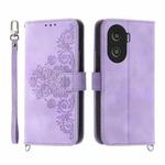 For Honor X40i 5G / Play7T Pro Skin-feel Flowers Embossed Wallet Leather Phone Case(Purple)