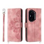 For Honor 300 Pro / 300 Ultra Skin Feel Flowers Embossed Wallet Leather Phone Case(Pink)