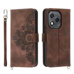 For Honor 400 Lite Skin Feel Flowers Embossed Wallet Leather Phone Case(Brown)
